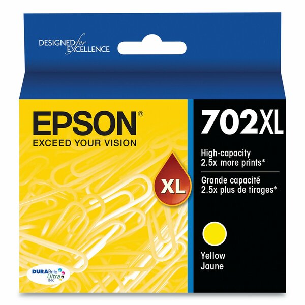 Epson T702XL420-S (702XL) DURABrite Ultra High-Yield Ink, 950 Page-Yield, Yellow T702XL420-S